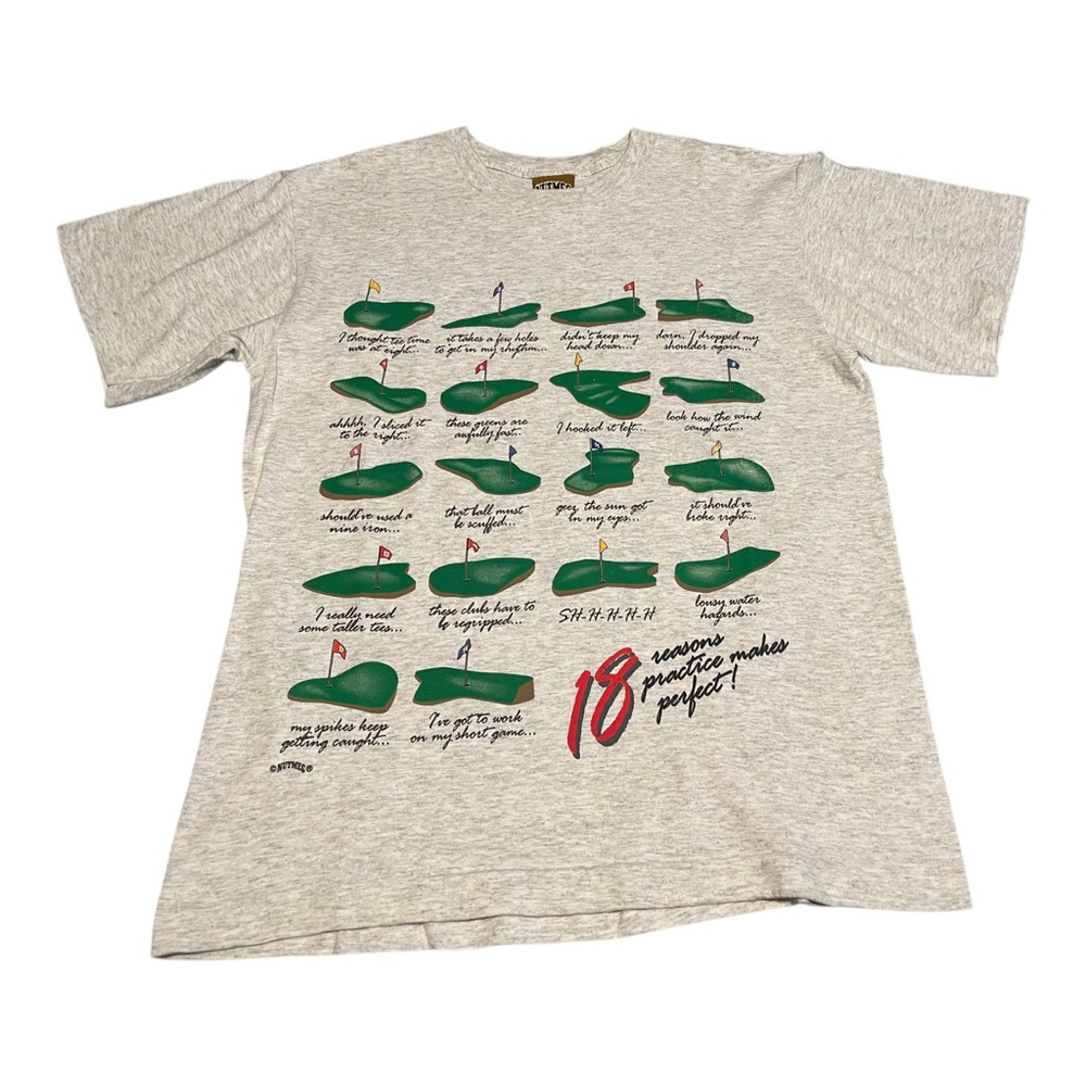 Vintage Nutmeg Mills Single Stitch Funny Golf T Shirt Size Medium Made USA